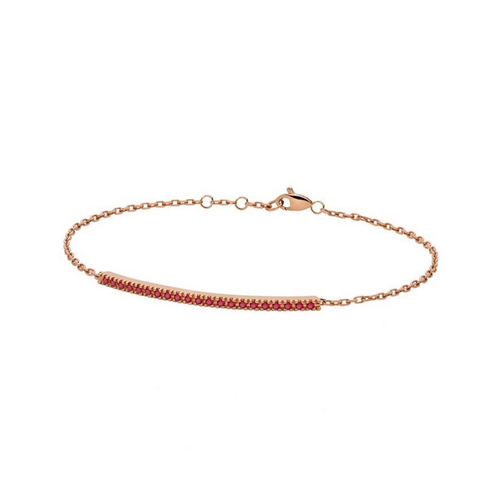 1 - 18Kt Rose Gold Paddle Backspin Woman Gold Bracelet with Rubies PHBR9564