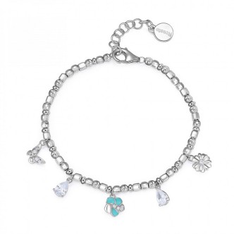 1 - Bracciale Gaia Rosato farfalla fiori e zirconi donna RZGA19 Argento 925