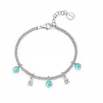 1 - Tennis bracelet with flowers Rosato Gaia woman RZGA28 925 silver with enamel