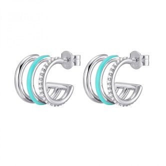 1 - GAIA Rosato small circle earrings woman 925 silver with zircons and enamel RZGA25