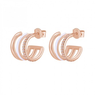 1 - GAIA rosé small circle earrings woman 925 silver Rosato with zircons and enamel RZGA26