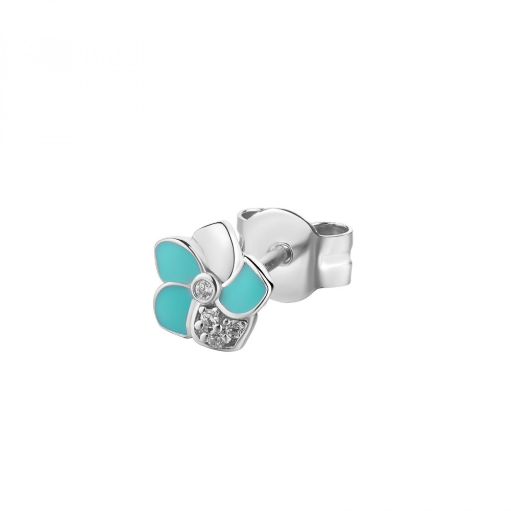 1 - Single earring Rosato flower woman 925 silver with zircons and enamel RZAL001