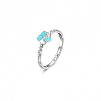 1 - Rosato flower woman ring 925 silver with zircons and enamel RZAL005B