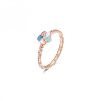 1 - Rosato flower woman ring 925 rosegold silver with zircons RZAL006C