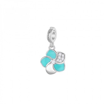 1 - Woman's Rosy Flower Charm 925 Silver with zircons and enamel RZ191R