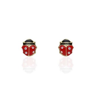 1 - Yellow Gold Ladybug Earrings Stroili child 1415862 with crystals