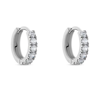 1 - White Gold woman hoop earrings stroili with zircons 1411828