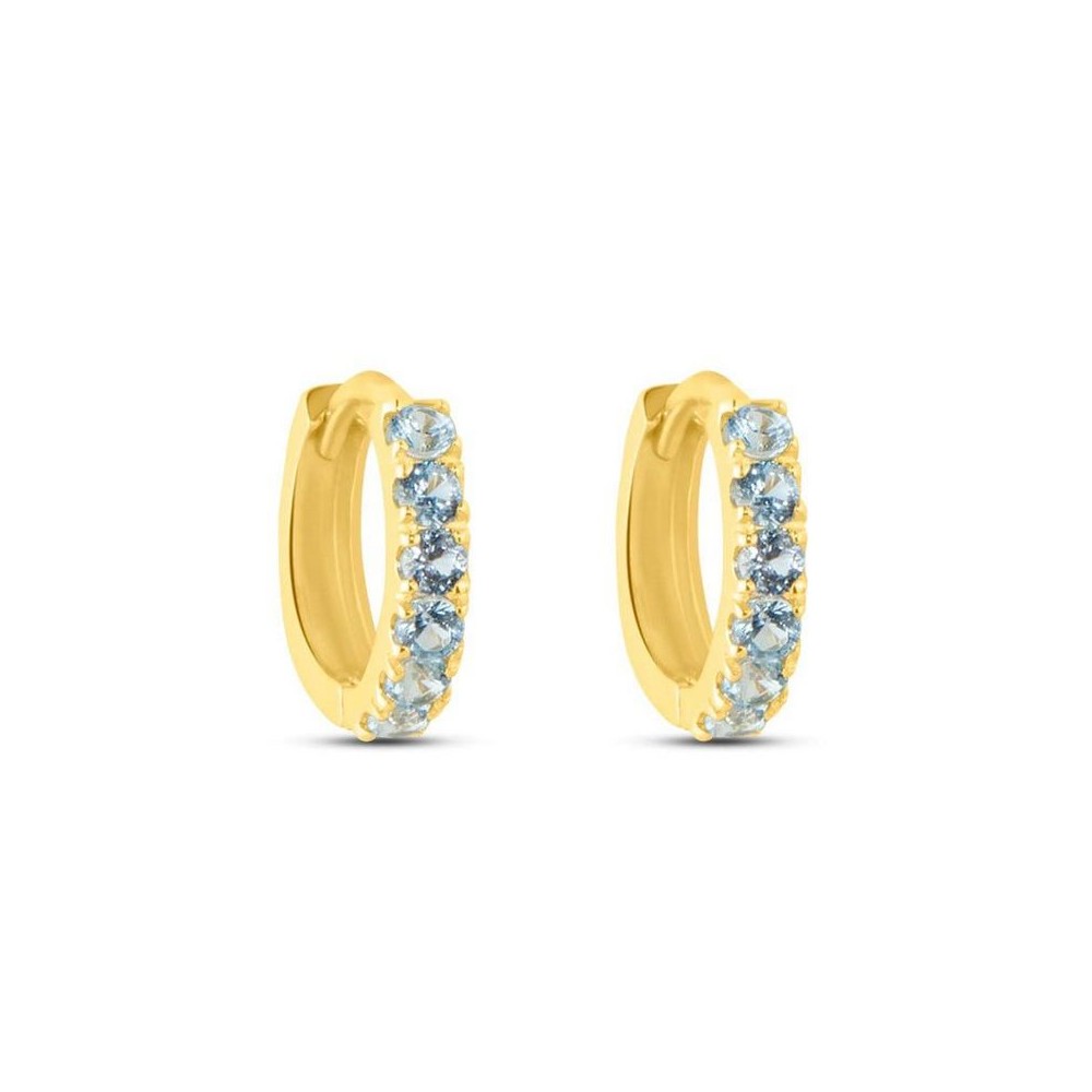 1 - Stroili yellow gold women's hoop earrings with blue zircons 1411832