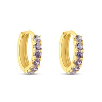 1 - Stroili yellow gold women's circle earrings with purple zircons 1411833