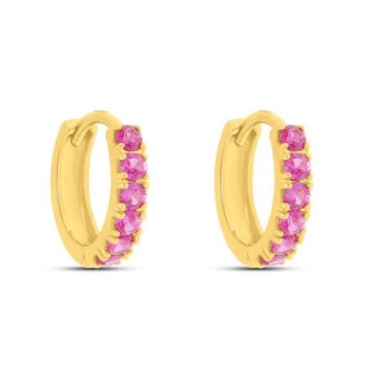 1 - Stroili yellow gold women's hoop earrings with pink zircons 1411834