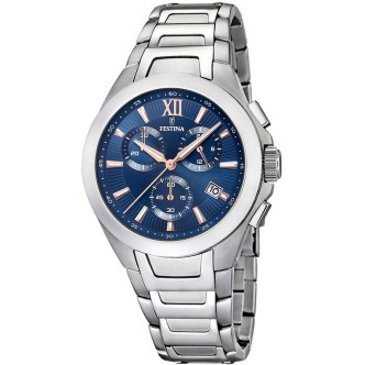 1 - Cronografo uomo Festina blu Timeless Cronograph acciaio F16678/B