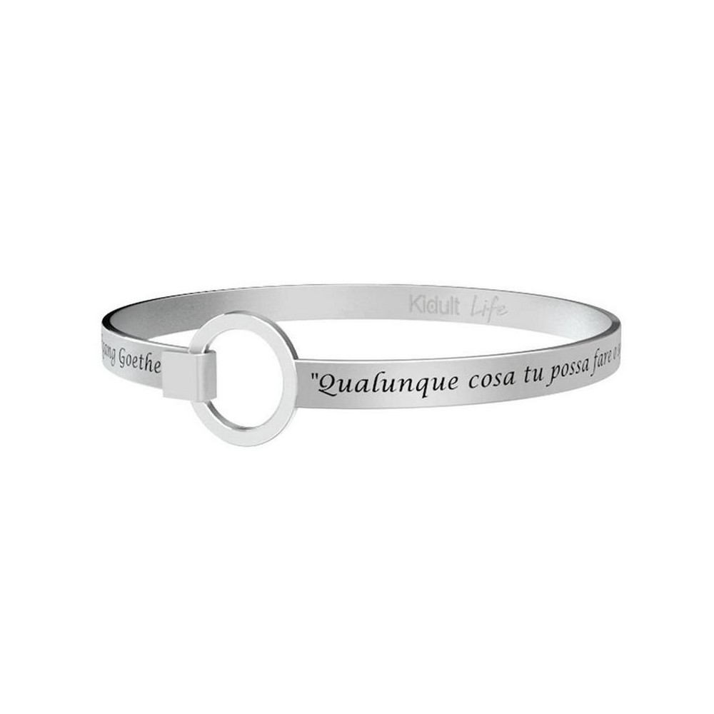 1 - Bracciale Kidult 731114 rigido in acciaio 316L con frase Goethe collezione Philosophy