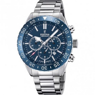 1 - Festina Ceramic blue men's watch Chronograph steel F20575 / 2