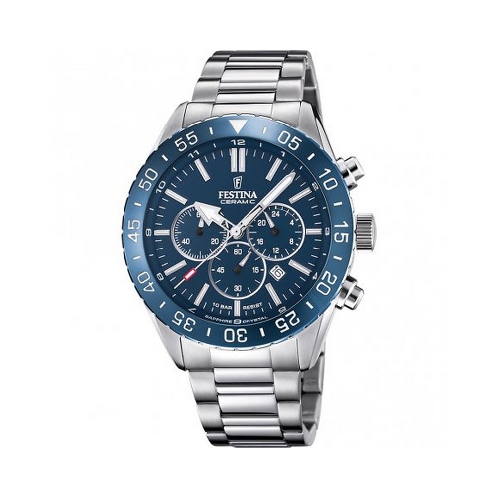 1 - Festina Ceramic blue men's watch Chronograph steel F20575 / 2