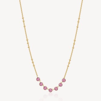 1 - Brosway Symphonia woman necklace golden steel with pink Swarovski BYM138