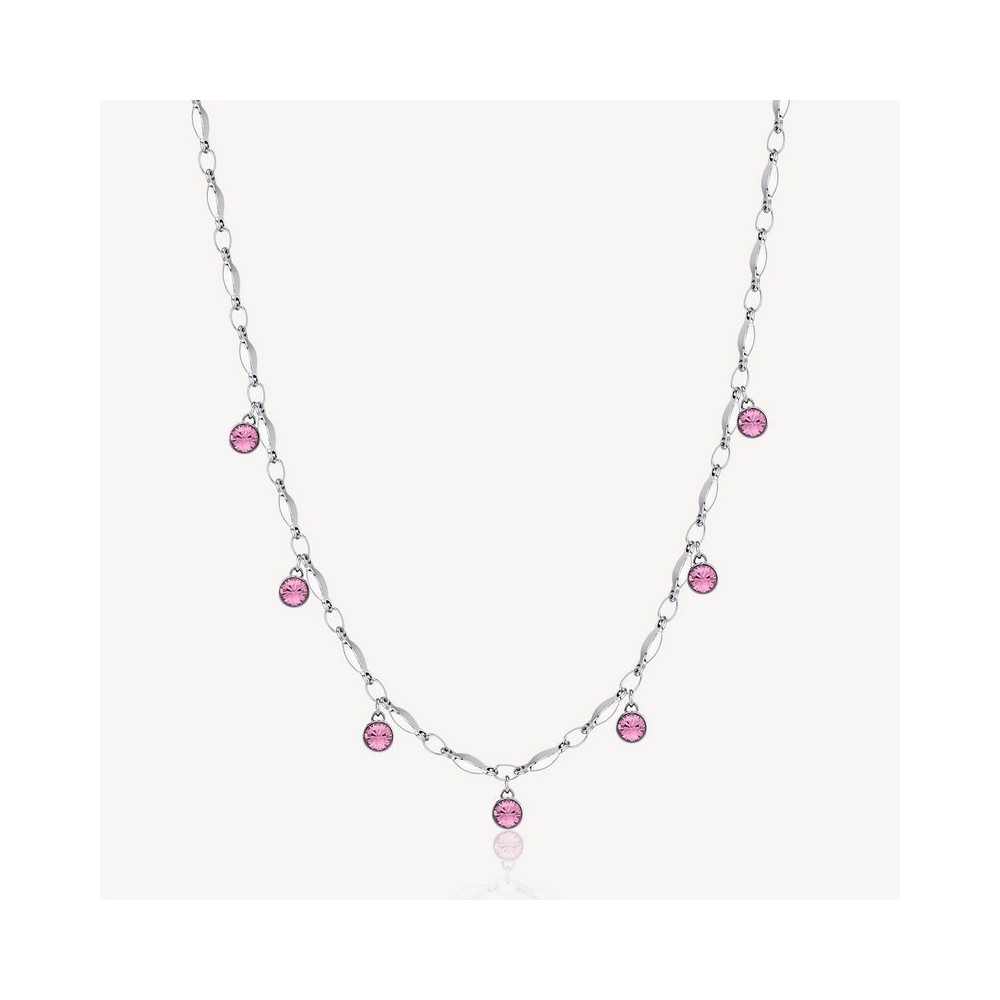 1 - Brosway Symphonia steel woman necklace with pink Swarovski BYM140