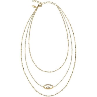 1 - Collana 3 fili Breil donna Giulia Salemi occhio con zirconi acciaio dorato TJ3177