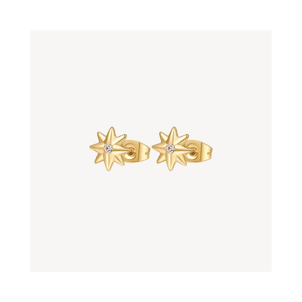 1 - Brosway Chakra women's golden polar star earrings steel BHKE046