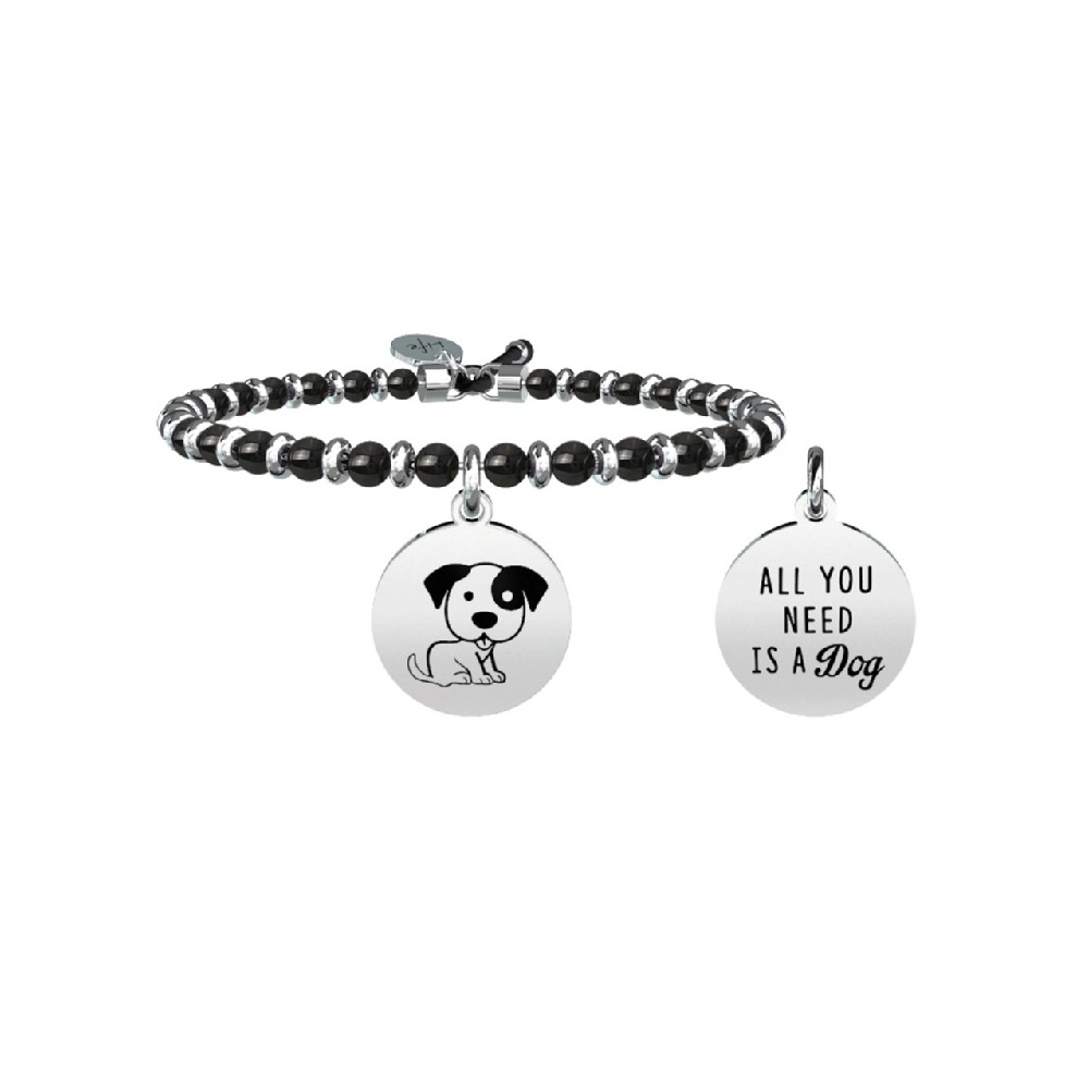 1 - Bracciale Kidult 731452 cane in acciaio 316L con Agata e smalto collezione Animal Planet