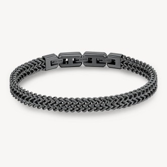 1 - Brosway men's black herringbone bracelet INK BIK101 316L steel