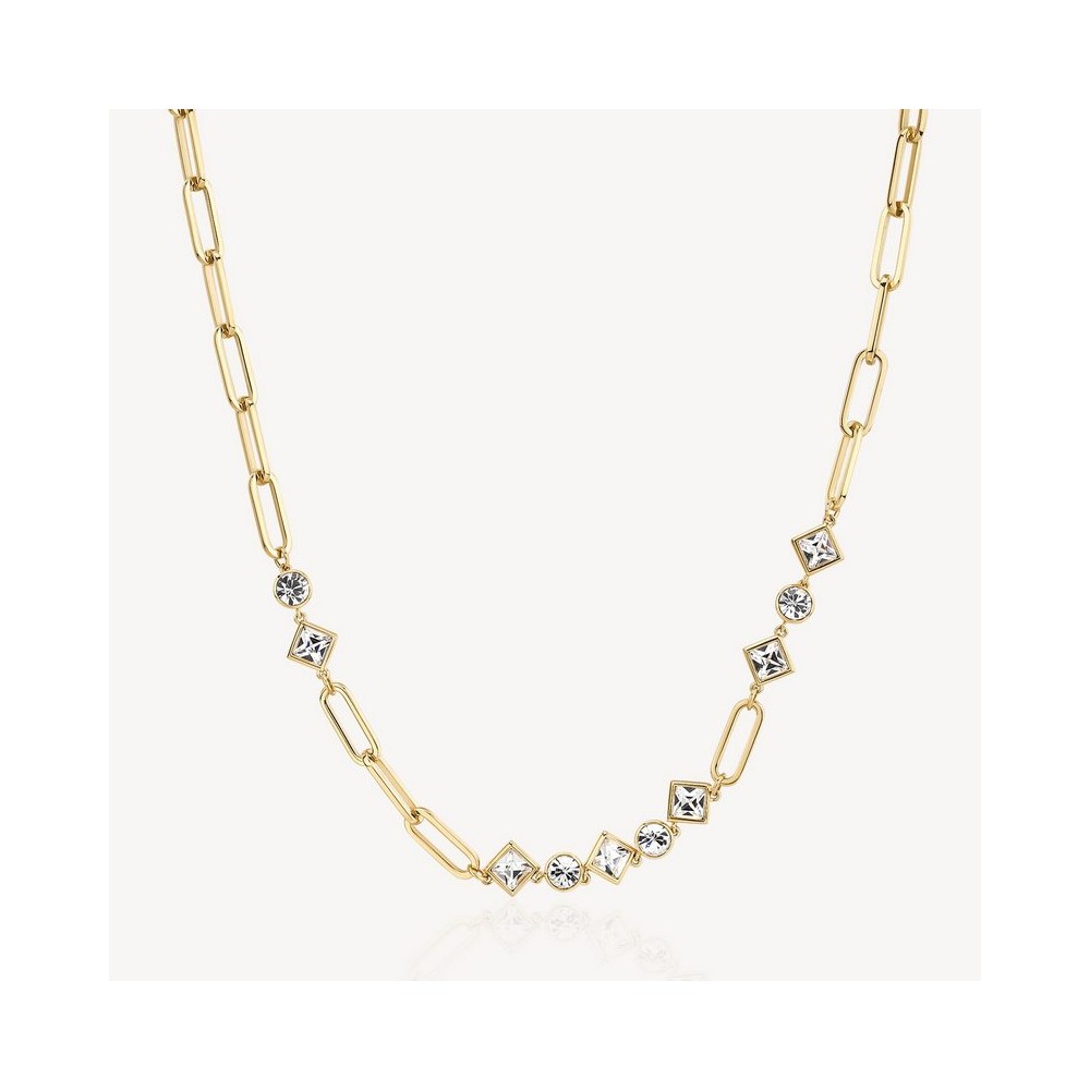 1 - Brosway Emphasis steel woman golden chain necklace with crystals BEH06