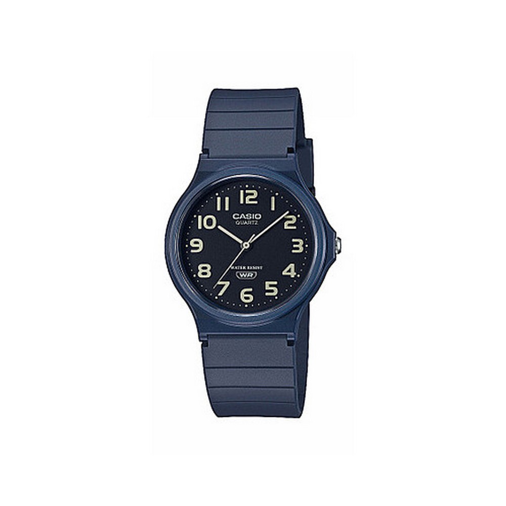 1 - Casio watch only time unisex blue resin black dial MQ-24UC-2BEF