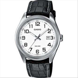 1 - Casio watch only time white unisex leather strap LTP-1302PL-7BVEG