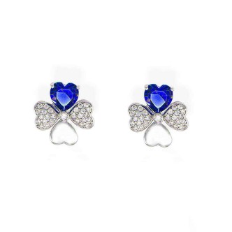 1 - Amen woman earrings white and blue four-leaf clover Silver 925 EQUBBL