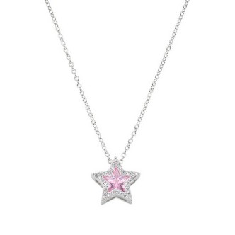 1 - Amen star woman necklace 925 silver with white and pink zircons CLPSTBBROZ