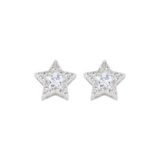 1 - Amen star woman earrings 925 silver with white zircons ESTBBBZ