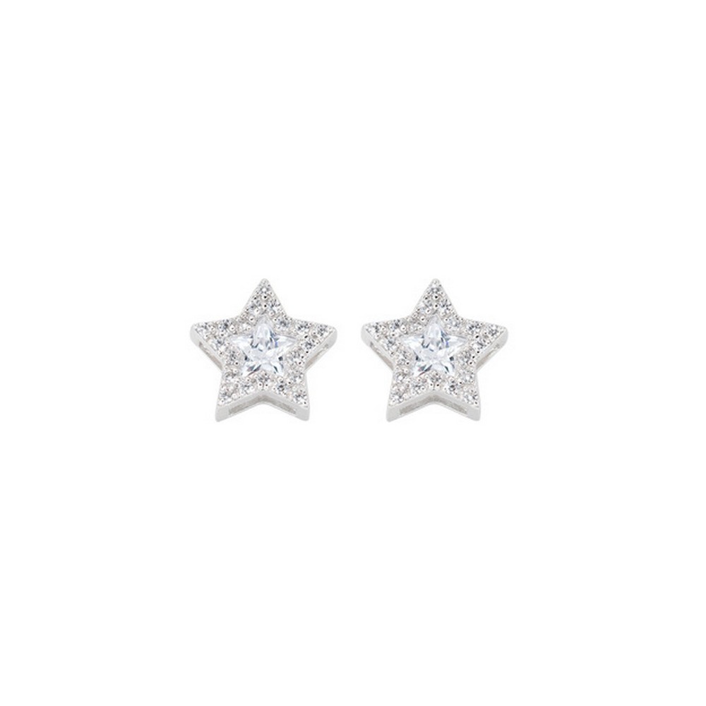 1 - Amen star woman earrings 925 silver with white zircons ESTBBBZ