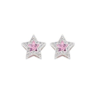 1 - Amen star woman earrings 925 silver with white and pink zircons ESTBBROZ