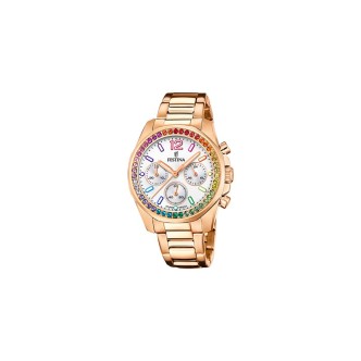 1 - Orologio donna Festina Boyfriend Rainbow rosato multicolor cronografo acciaio F20639/2