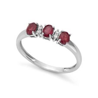 1 - Ring 18 Kt White Gold Woman Gold with rubies and diamonds DHAR9619.004