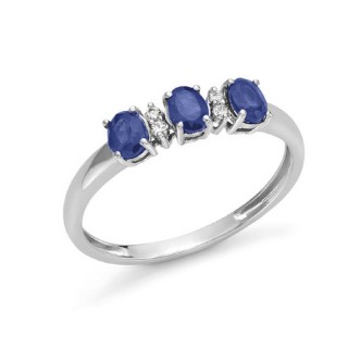 1 - Ring 18 Kt White Gold Woman Gold with sapphires and diamonds DHAZ9619.004