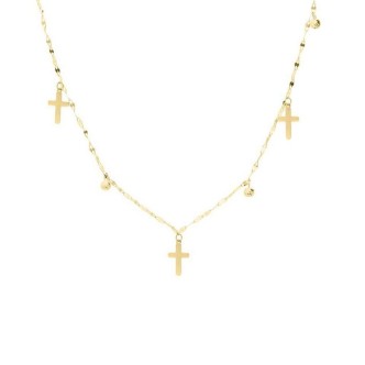 1 - Woman necklace with crucifixes 9Kt Yellow Gold Stroili Holy 1418078