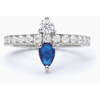 1 - Woman ring 925 Silver Mabina with zircons and sapphire 523271-13