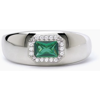 1 - Mabina woman ring 925 silver with emerald and zircons 523272