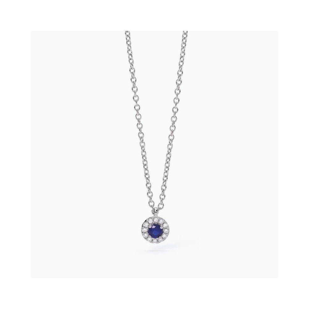 1 - Mabina woman necklace 925 silver with white zircons and sapphire 553494