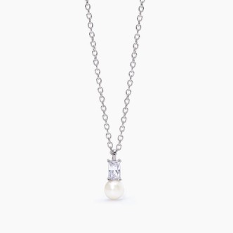 1 - Collana donna Mabina Argento 925 con zirconi e perla 553503