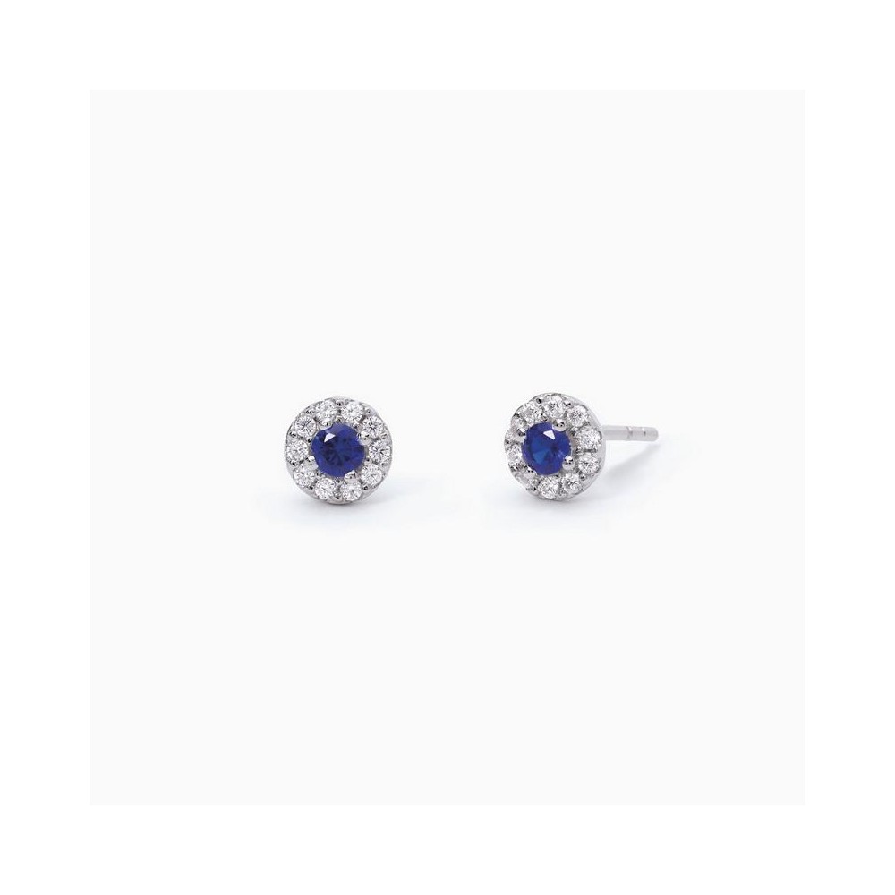 1 - Woman lobe earrings Mabina Silver 925 with zircons and sapphires 563541