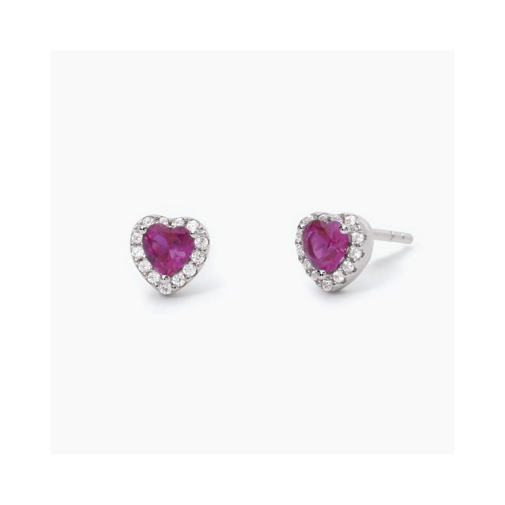 1 - Mabina woman heart earrings 925 silver with zircons and rubies 563543