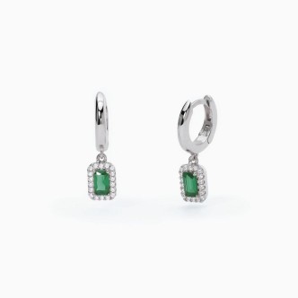 1 - Mabina woman hoop earrings 925 silver with zircons and emeralds 563545