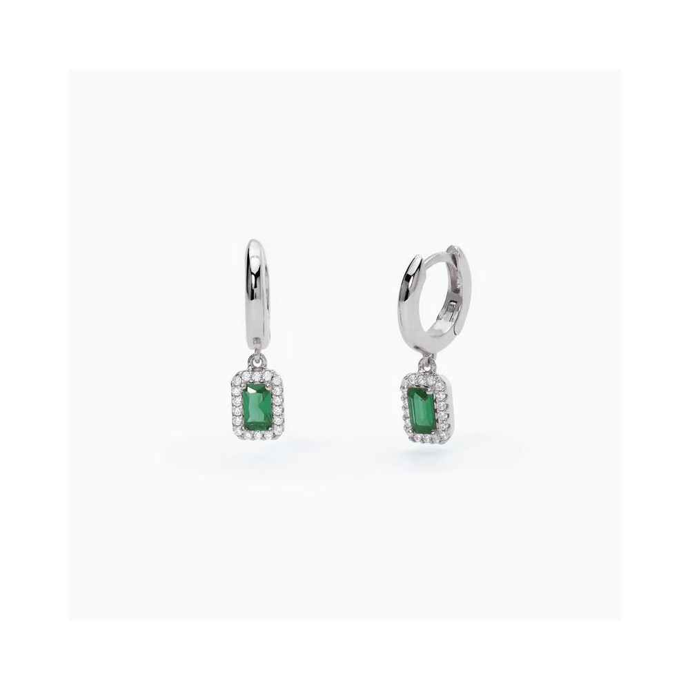 1 - Mabina woman hoop earrings 925 silver with zircons and emeralds 563545