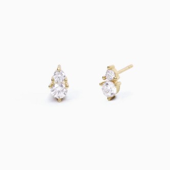 1 - Woman earrings point light Mabina Silver 925 golden with zircons 563546