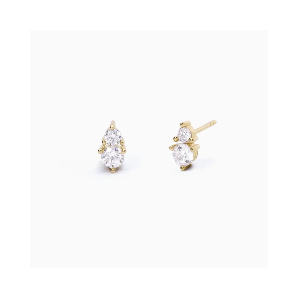 1 - Woman earrings point light Mabina Silver 925 golden with zircons 563546