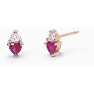 1 - Mabina women's pink light point earrings 925 silver with zircons and ruby 563548