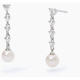 1 - Woman dangle earrings with pearl Mabina Silver 925 with zircons 563549