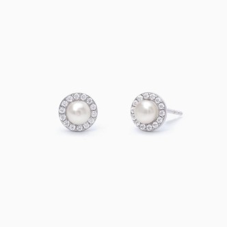 1 - Woman earrings with pearl Mabina Silver 925 with zircons 563553