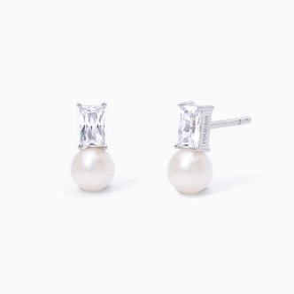 1 - Woman pearl earrings Mabina Silver 925 with zircons 563554